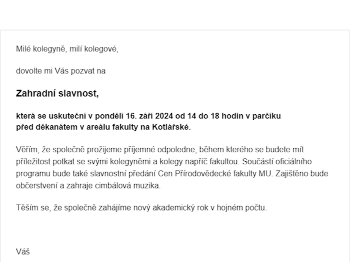 POZVÁNKA na Zahradní slavnost na Kotlářské 16. 9. 2024