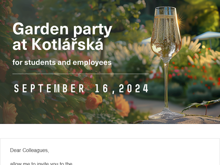 INVITATION to the Garden Party at Kotlářská on September 16, 2024