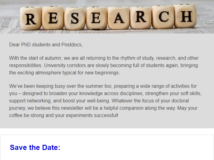 Newsletter for PhD students and Postdocs of the Faculty of Science MU 10/2025