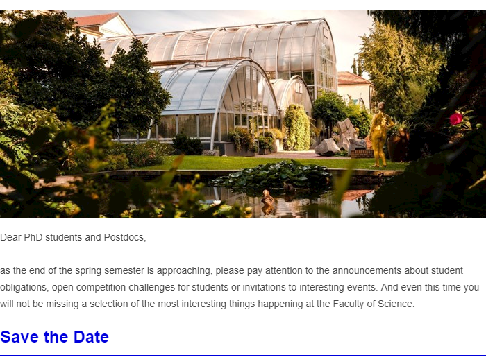 Newsletter for PhD students and Postdocs of the Faculty of Science MU 5/2024 