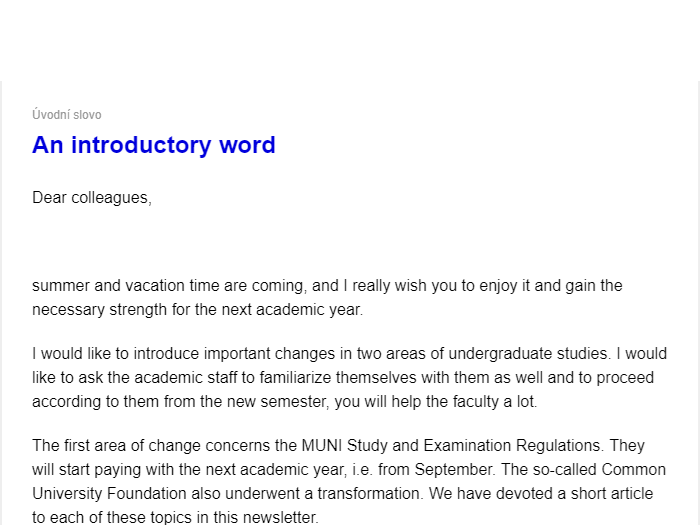 Newsletter for employees